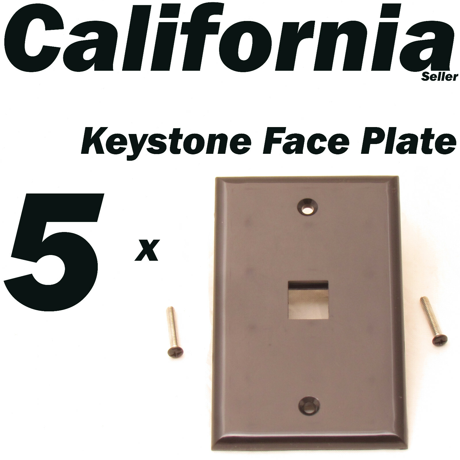 5 X Faceplate 1 Port Keystone Jack RJ45 CAT5 CAT5e CAT6 Network Wall Plate Black