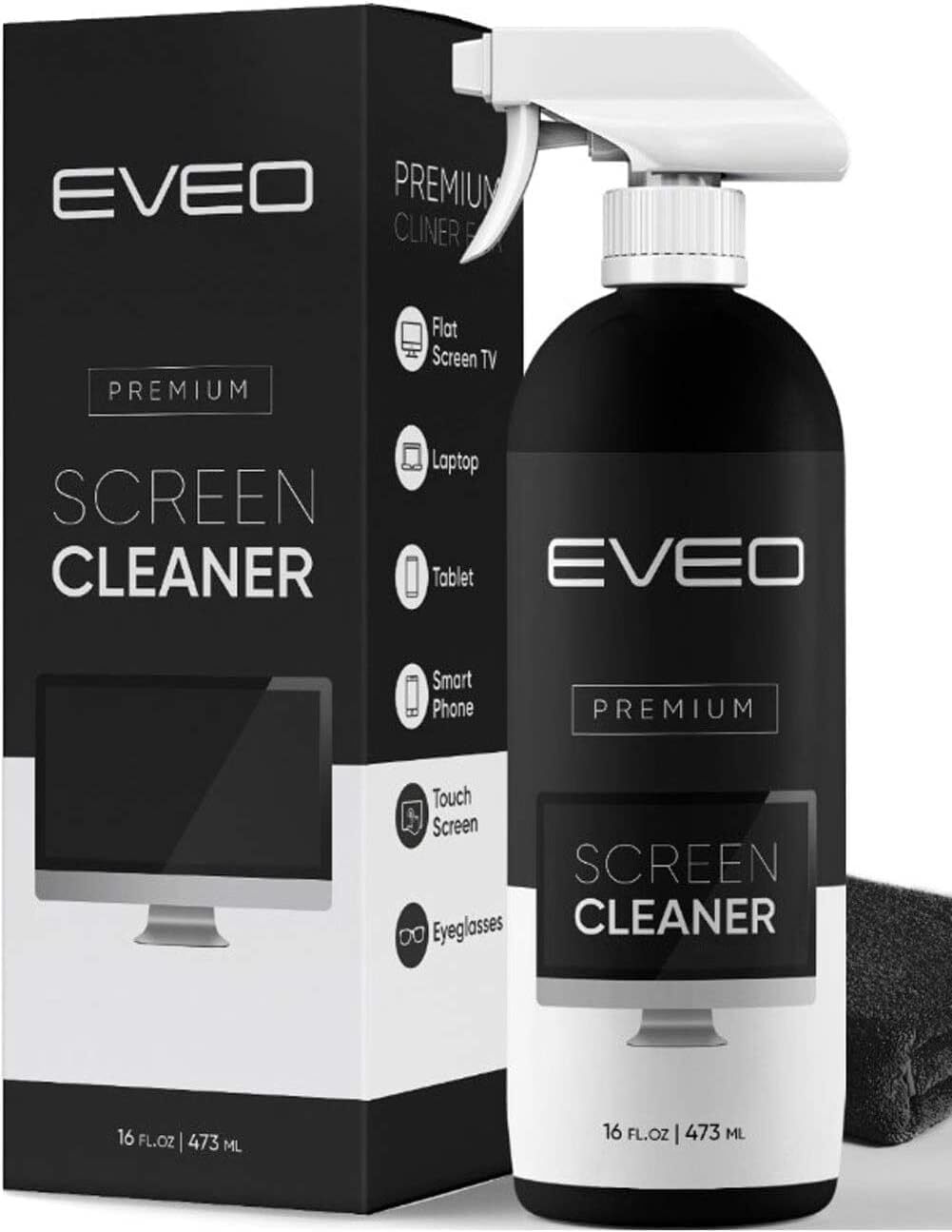 Eveo Screen Cleaner Kit With Microfiber Cloth For Tvs Laptops And Devices 6.7Oz