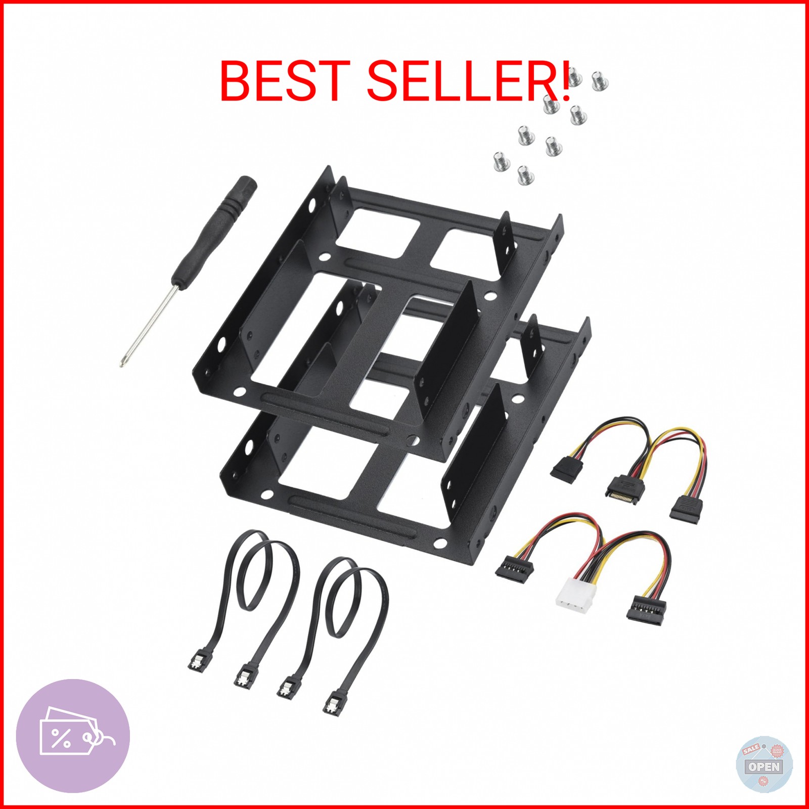 ELUTENG 2pcs Double Deck Mounting Bracket SSD Adapter Metal SSD HDD Holder