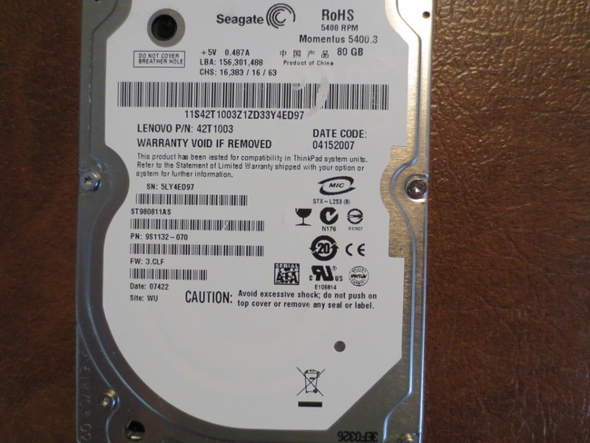 Seagate ST980811AS 9S1132-070 FW:3.CLF WU 80gb 2.5" Sata Hard Drive