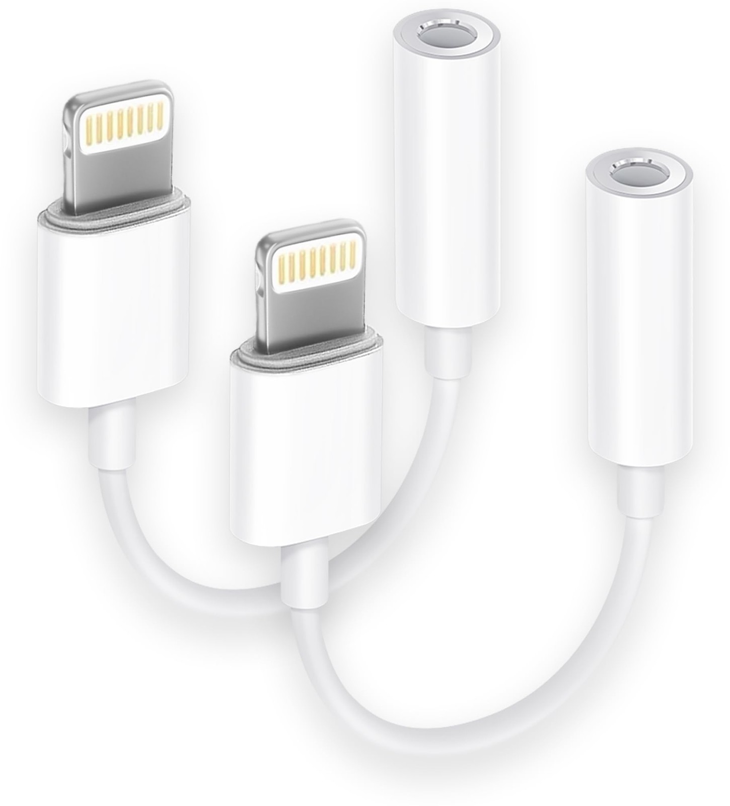 [Apple MFi Certified] 2 Pack Lightning to 3.5 mm 2Pack, White/Lightning 2Pack 