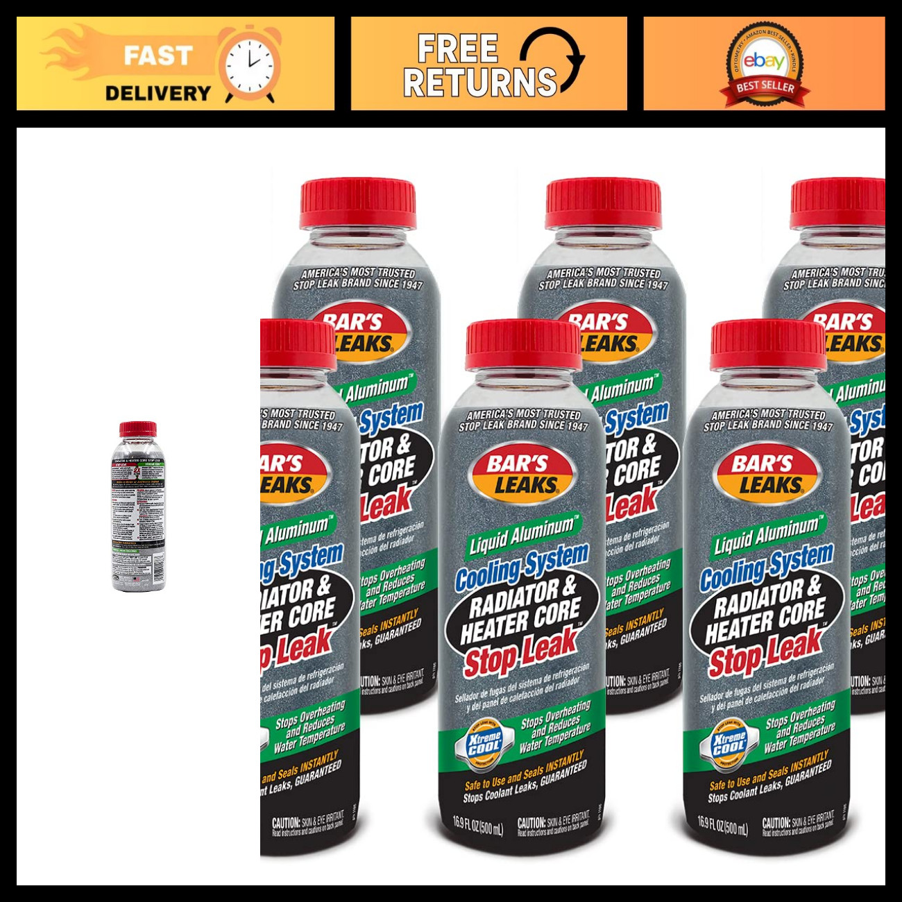 Liquid Aluminum Cooling System Stop Leak - 6 Pack, Radiator Sealant, Engine Repa