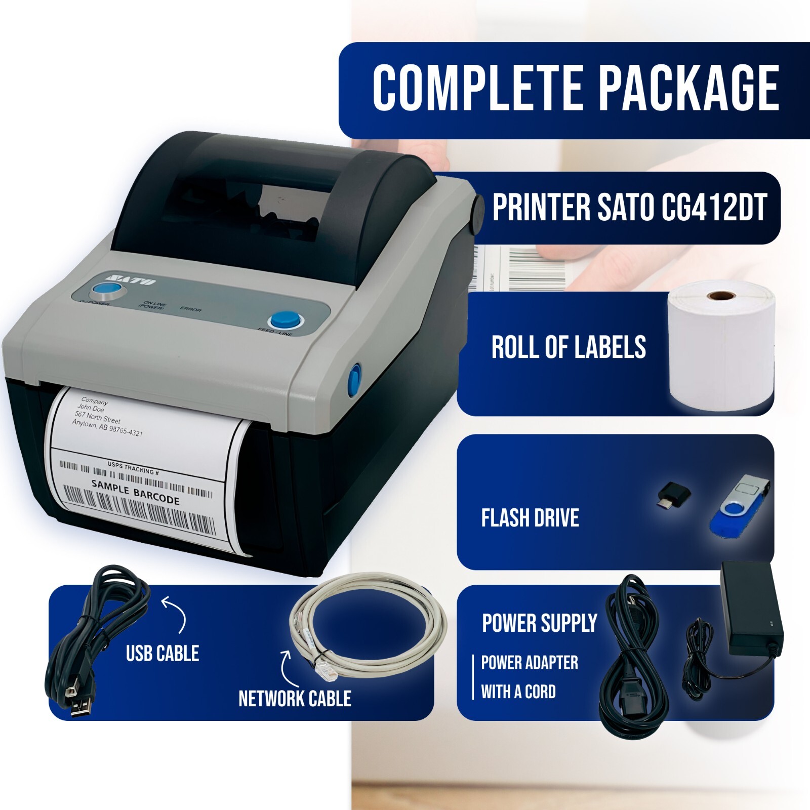 Business 4x6 Shipping Label Printer Complete Set & Label Rolls USPS UPS FedEx