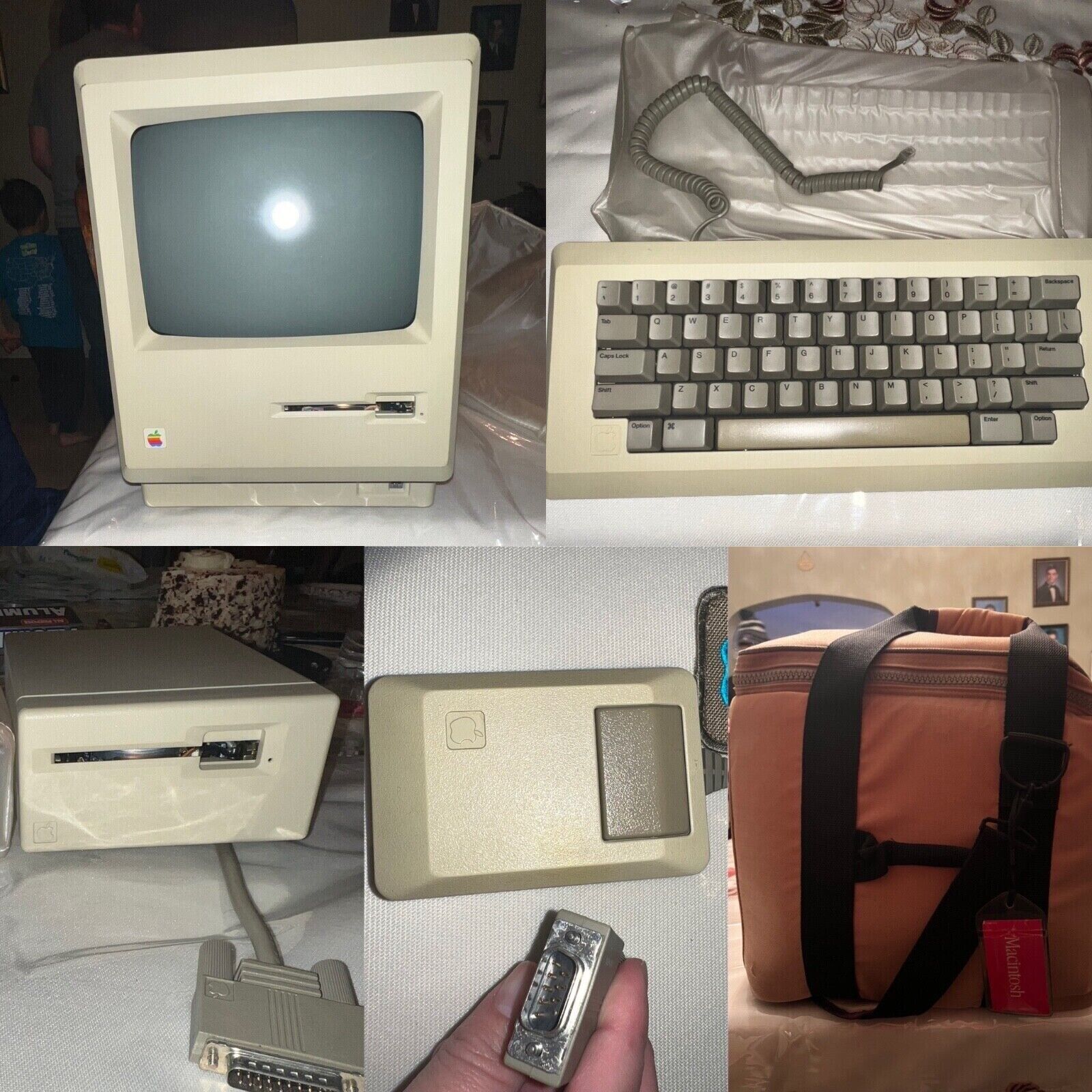 Apple Macintosh 512K M0001W *WORKING* Computer w/Bag, Keyboard, Mouse, Ext Drive