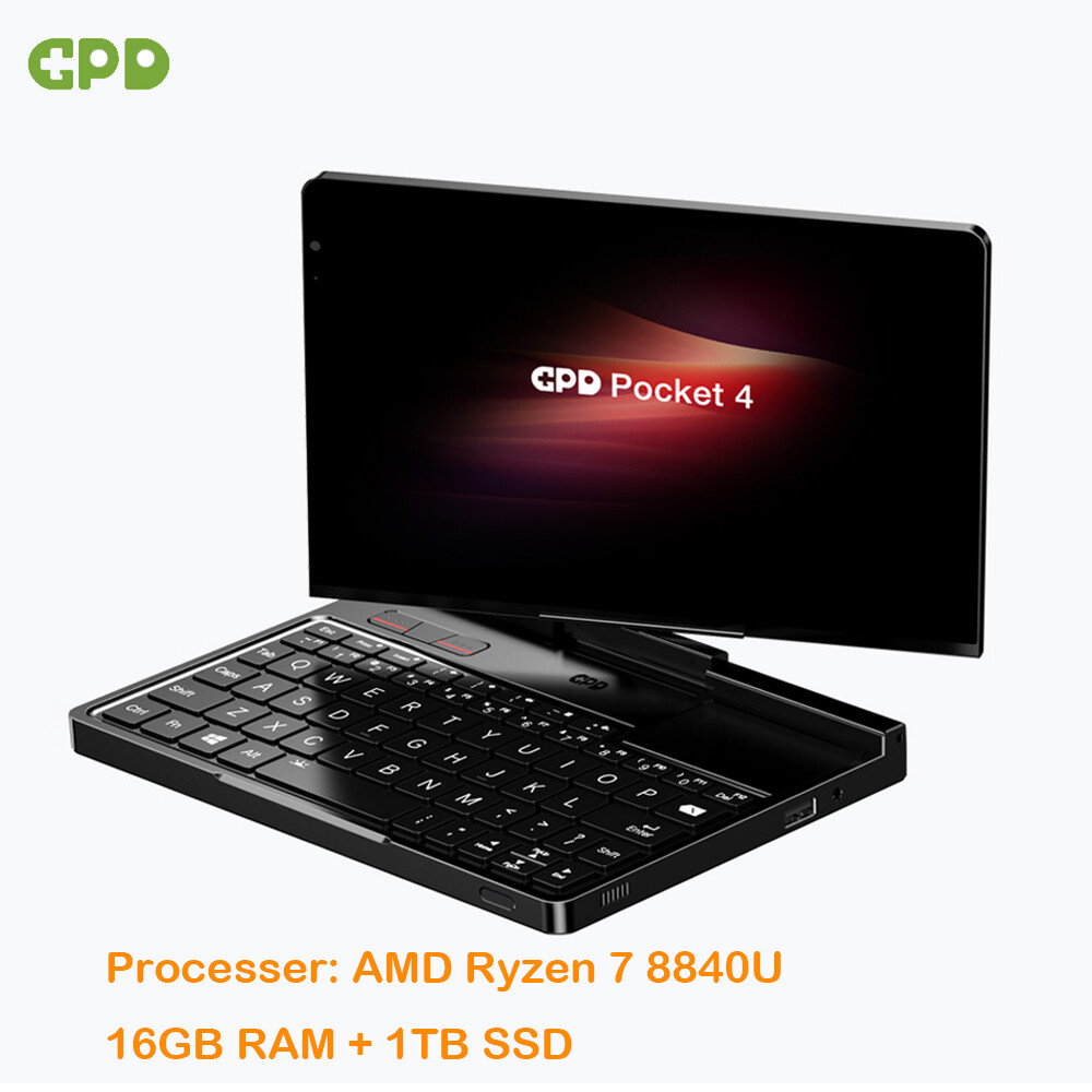 GPD Pocket 4 Mini PC Portable Handheld PC AMD Ryzen 7-8840U 16G RAM + 1TB SSD