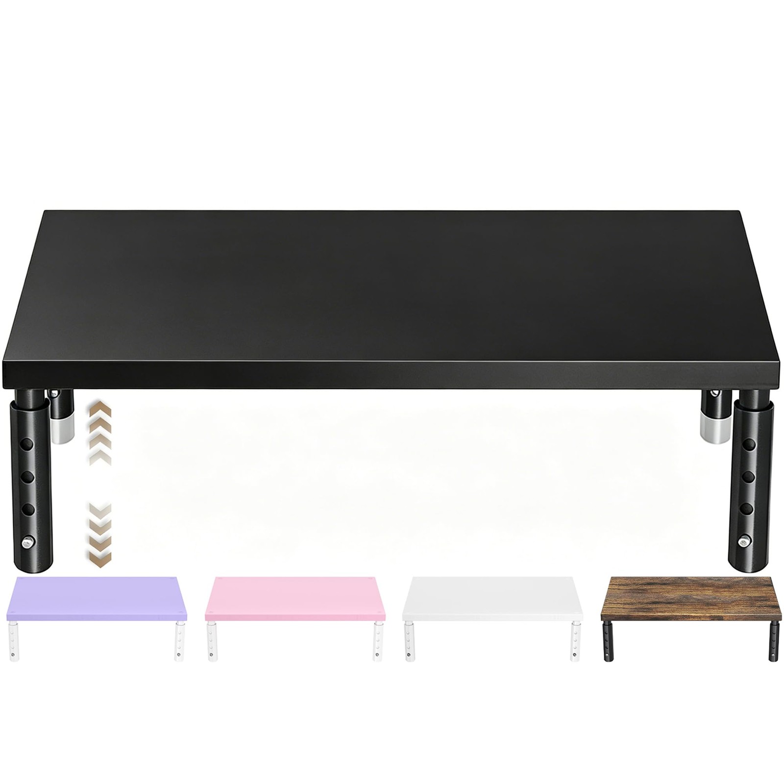 ECOLOVI Adjustable Wood Computer Monitor Stand Riser, Office 1-Tier, Black