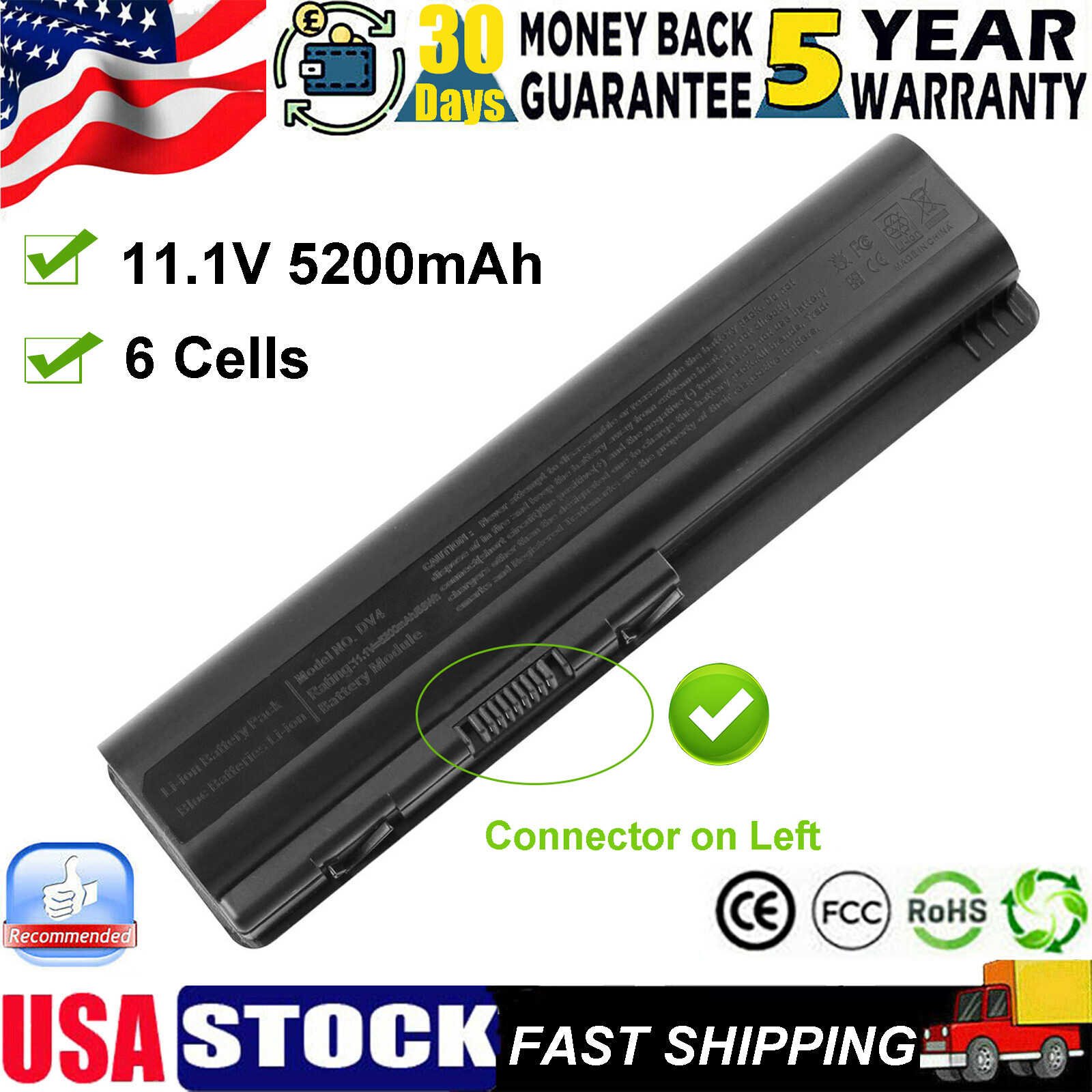 Battery for HP Pavilion DV4 DV5 DV6 Compaq Presario CQ40 CQ45 CQ60 CQ61 G60 G71