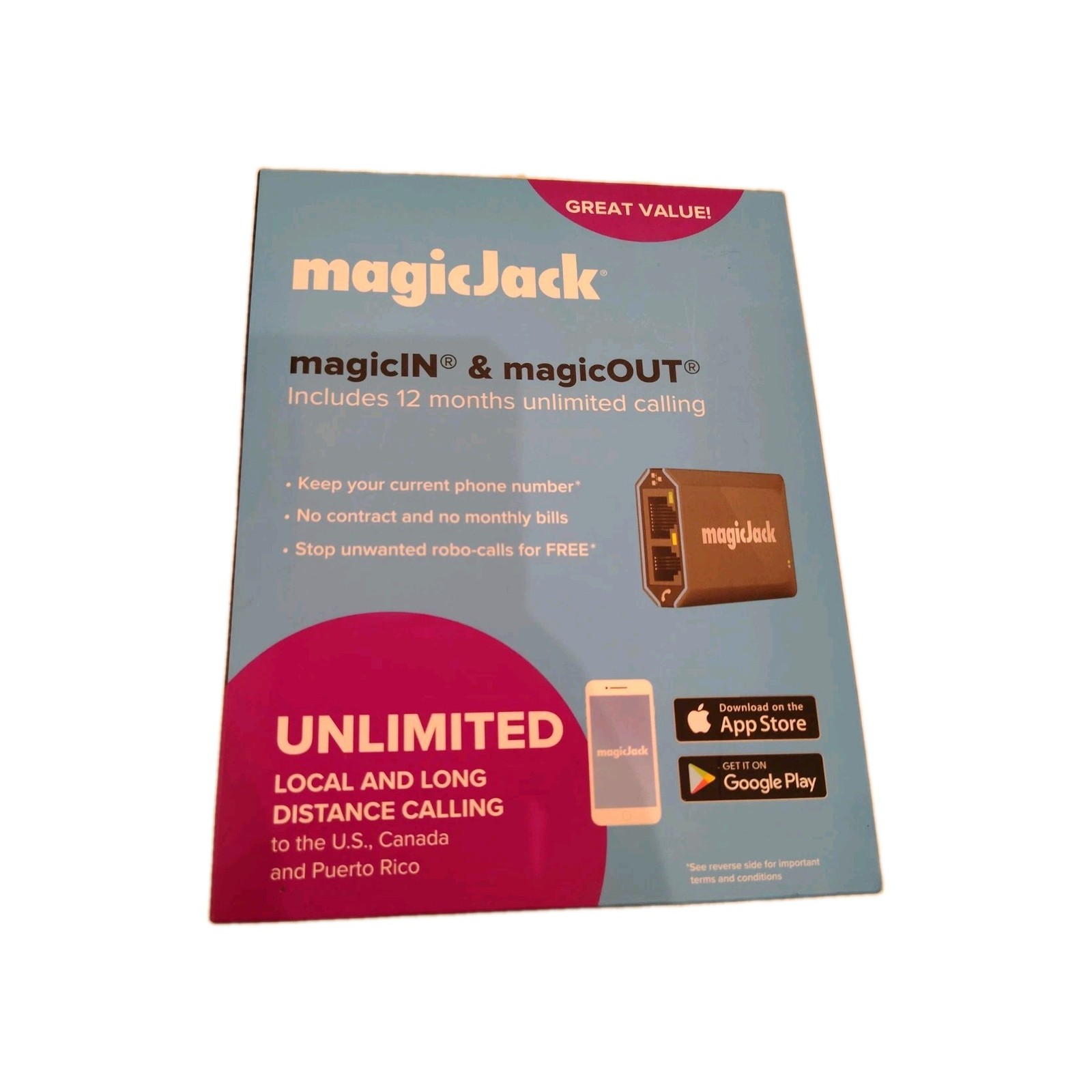 MagicJack VOIP Adapter - Unlimited US & Canada Calls No Monthly Fees