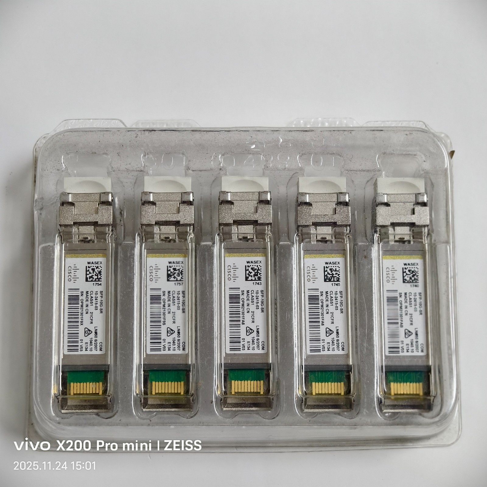 Open Box Cisco SFP-10G-SR 10G SFP+ SR 850nm MMF LC Transceiver LOT OF 5PCS