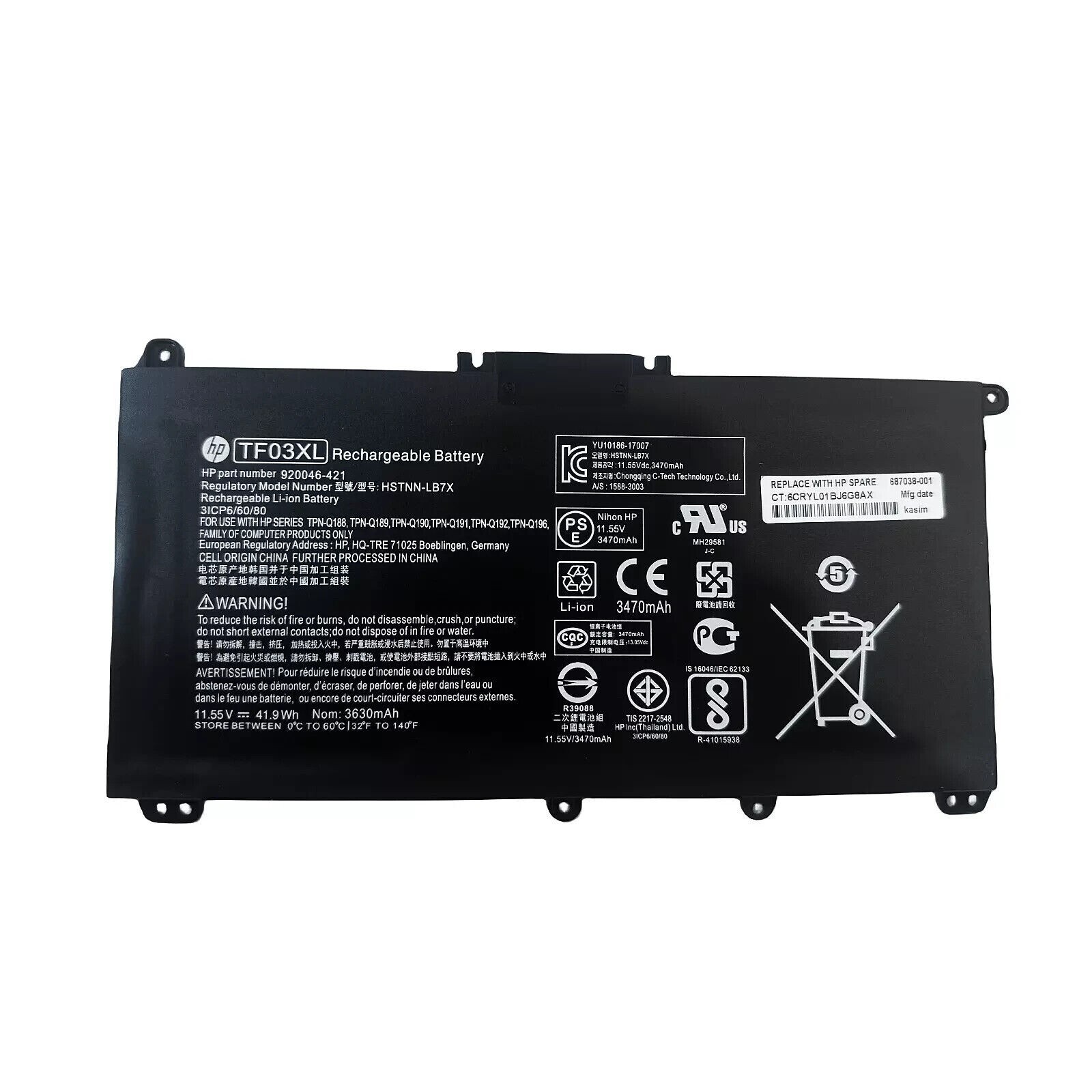 Original TF03XL Battery For HP Pavilion 15-CC 15-CD TPN-Q189 Q188 17-AR050WM OEM