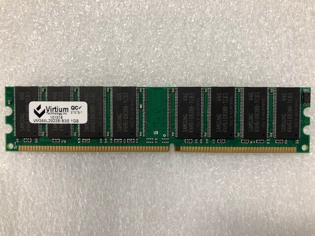Virtium 1GB PC2700 DDR-333MHz non-ECC Unbuffered CL2.5 184-Pin DIMM 2.5V Memory 