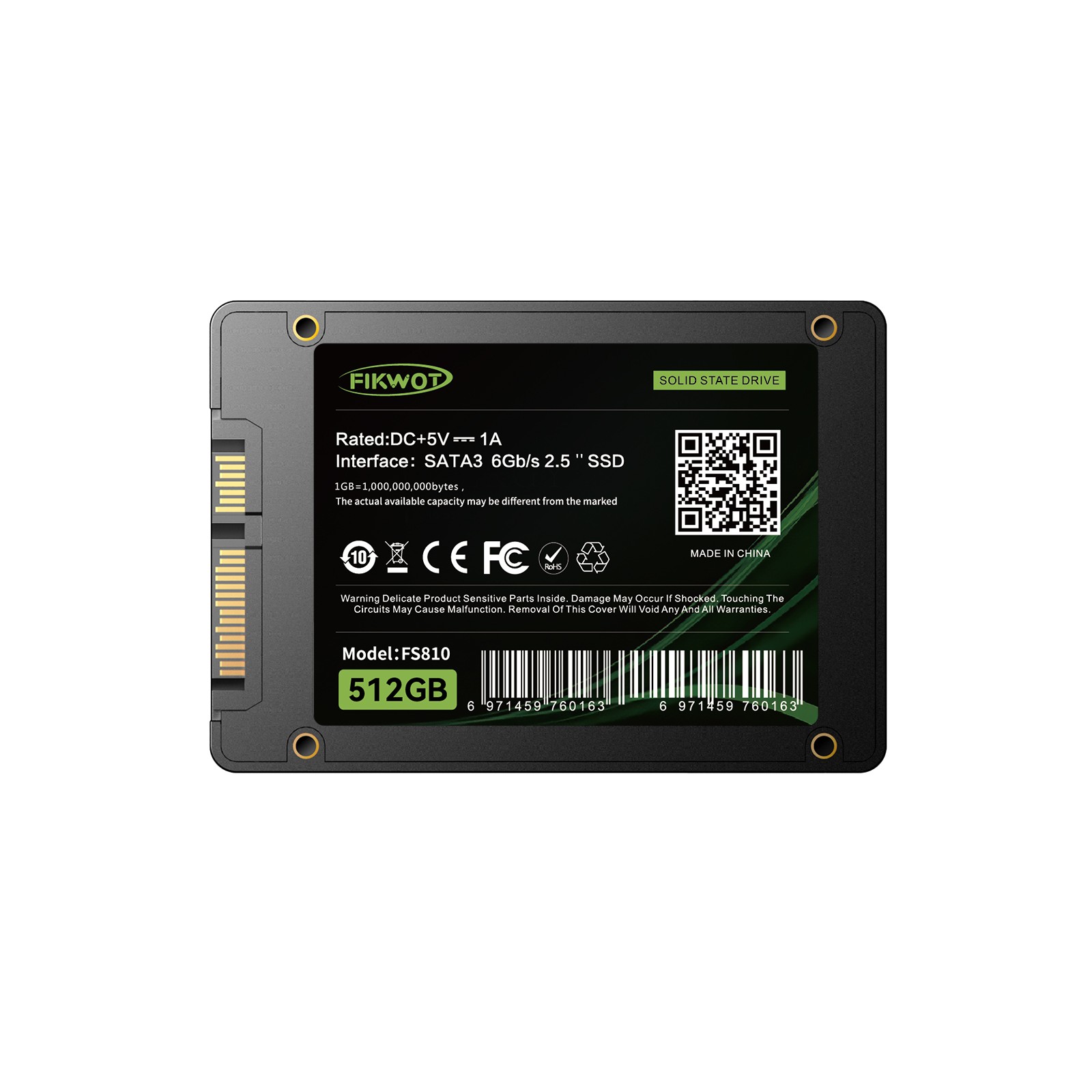 Fikwot 512GB SSD SATA TLC 6Gb/s 2.5" Internal Solid State Drive for Laptop PC