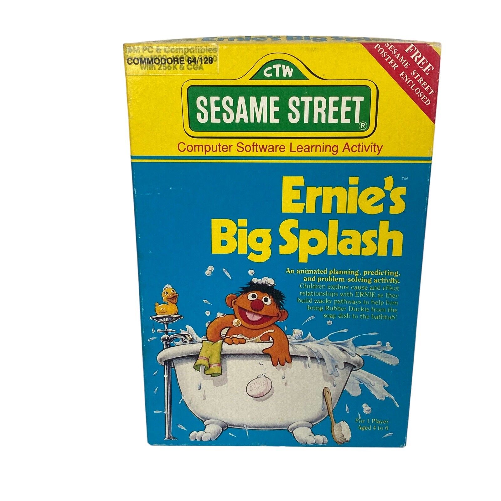 Sesame Street Ernie\'s Big Splash Commodore Computer Game Software Complete VTG