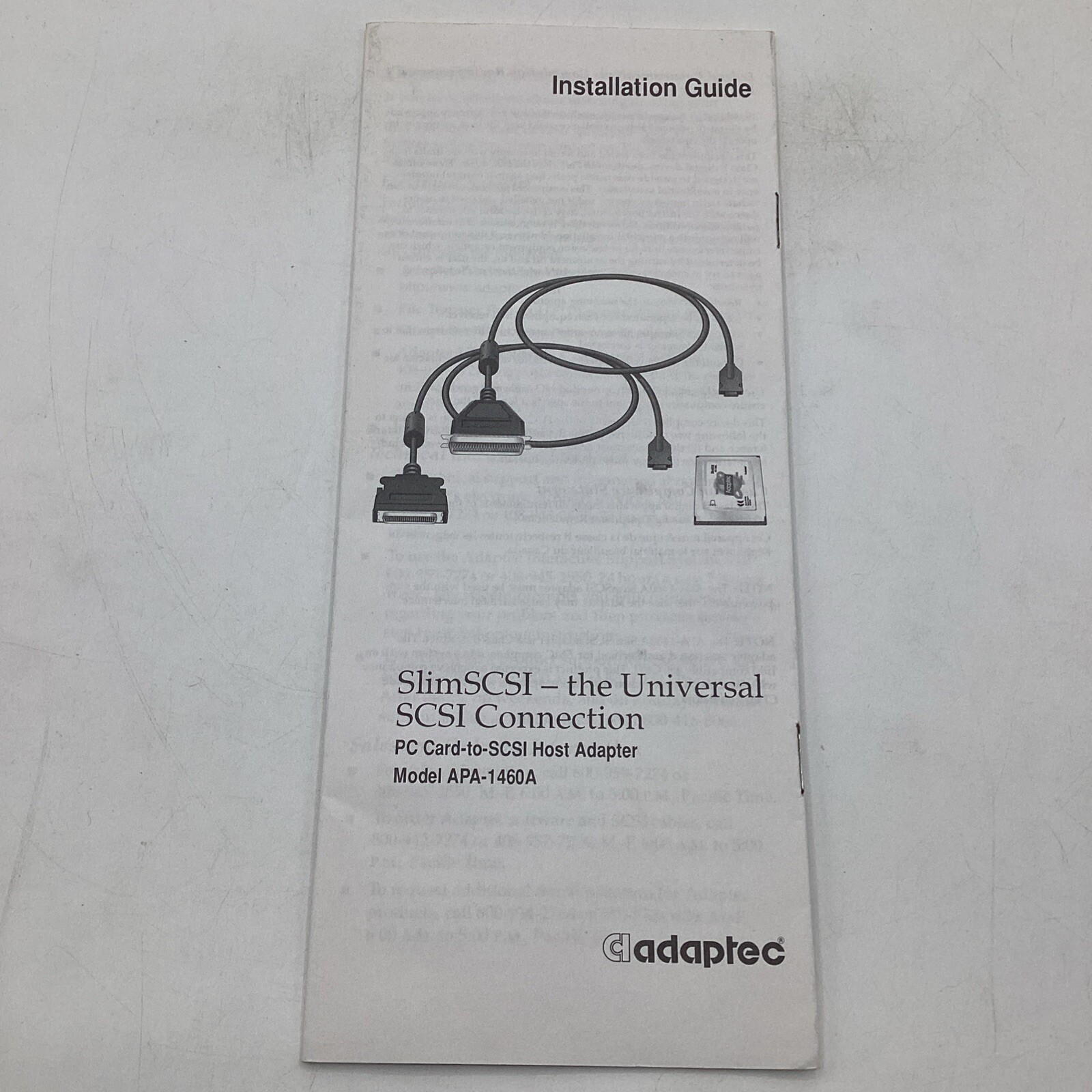 1996 Adaptec Universal SlimSCSI Connection User Guide PC Card-SCSI Host Adapter
