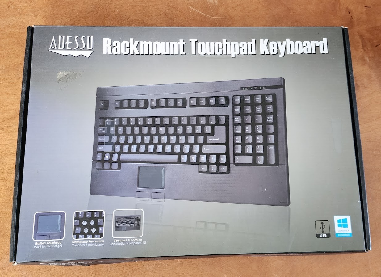 Adesso Rackmount Glidepoint Touchpad Keyboard ACK-730UB Compact 1U USB 107 Keys