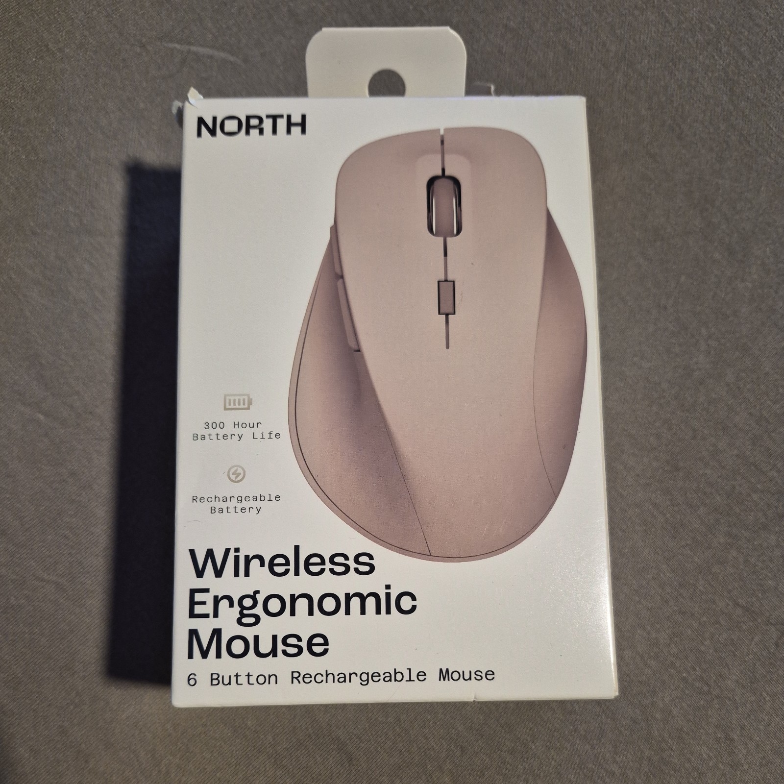 North Wireless Ergonomic 6 Button Mouse  Rechargeable 2.4ghz & Wireless