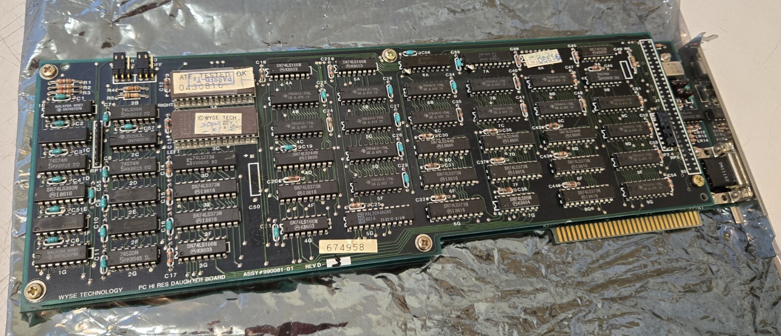 HUGE two layer vintage ISA Wyse Technology HI-RES video card 990080-01 990081-01