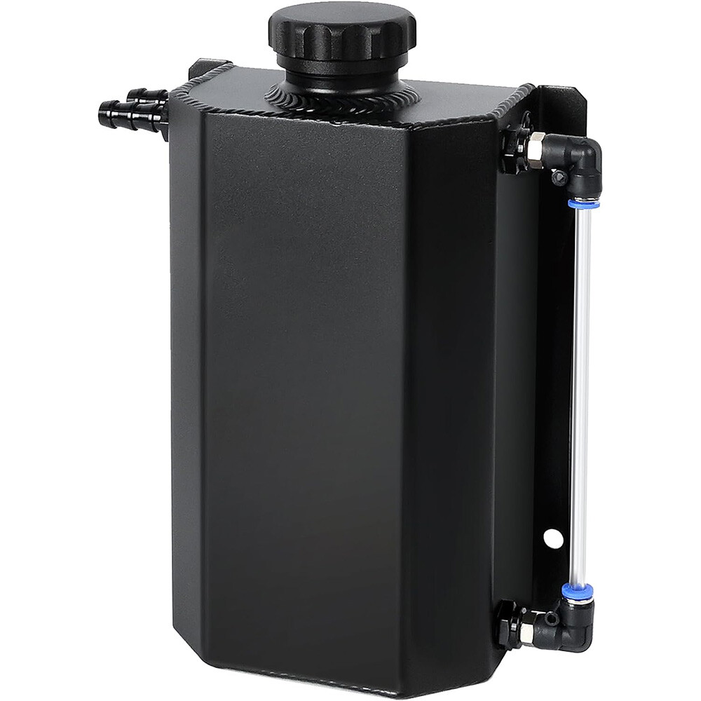 Universal Aluminum Coolant Radiator Overflow Reservoir Expansion Tank Black 2L