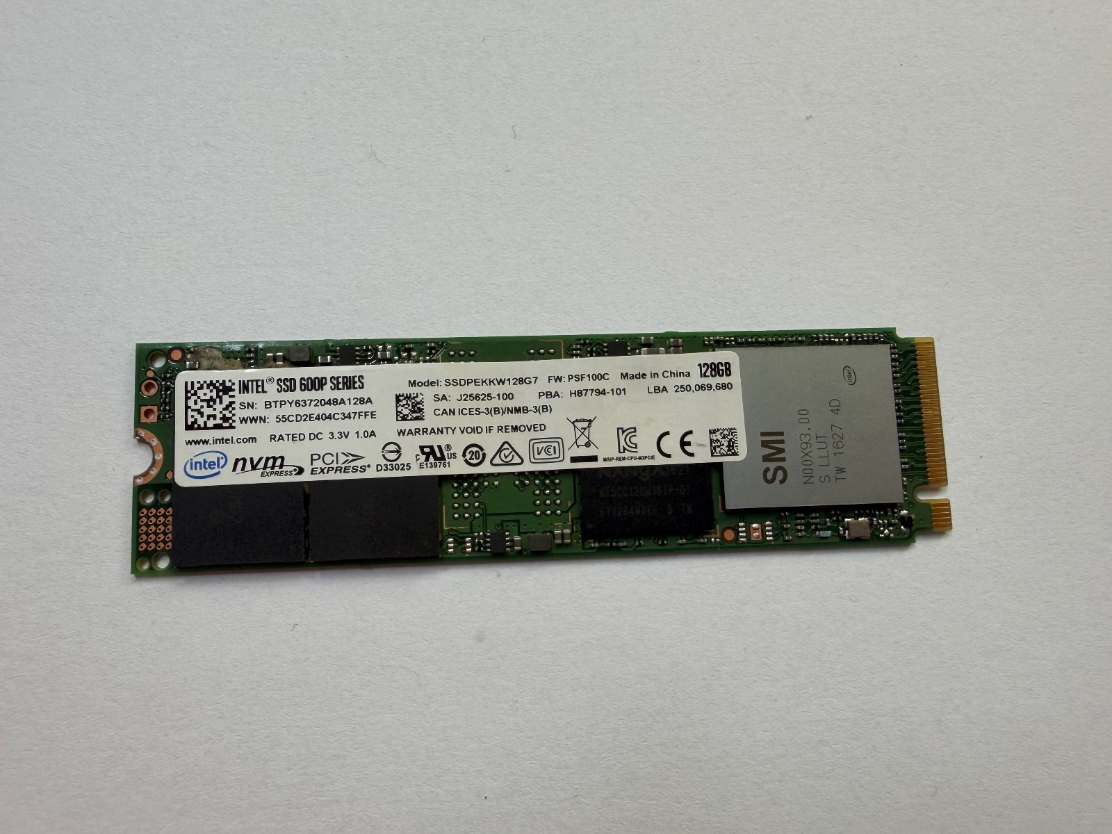 Intel SSD 600P Series 128GB SSD Hard Drive M.2 NVMe