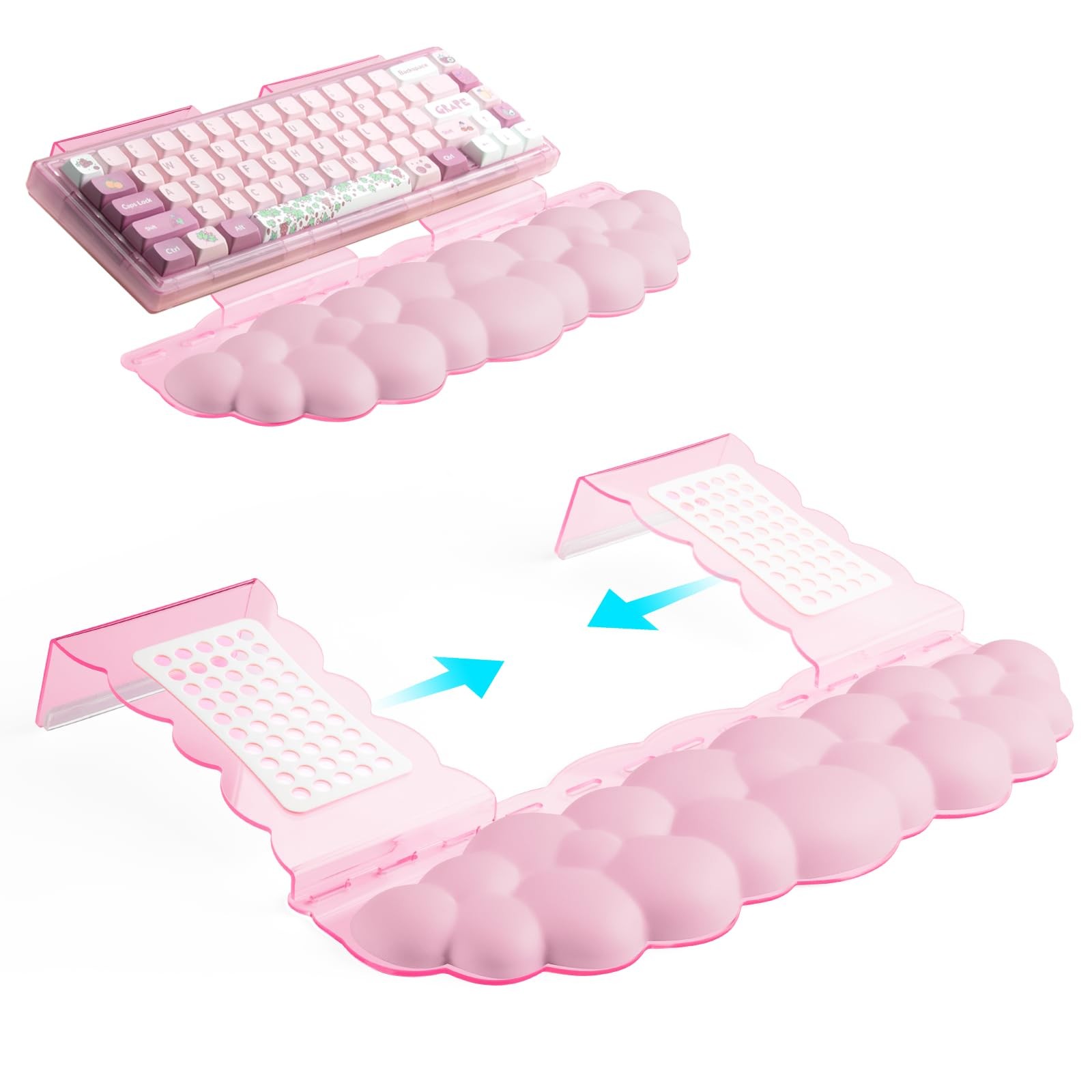 Ergonomic Keyboard Wrist Rest,Adjustable Tilt Stand Combo,Pink Acrylic Cloud ...