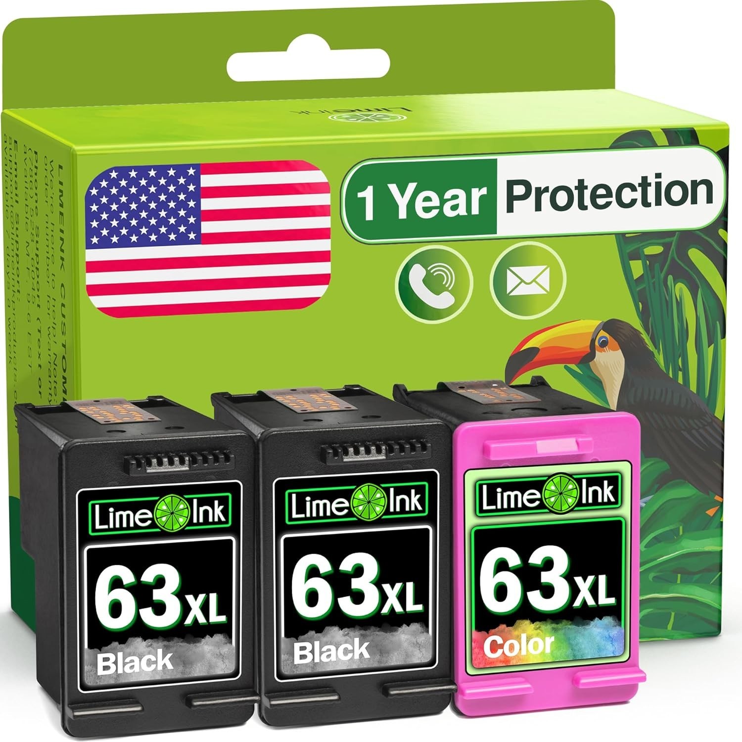 3 Pk 63XL Ink Cartridge for HP Envy 4512 4516 4520 4522 OfficeJet 3830 4650 5255