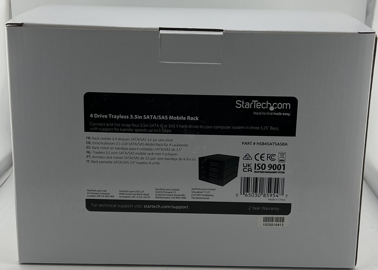 STARTECH 4-BAY ALUMINUM TRAYLESS HOT SWAP MOBILE RACK BACKPLANE HSB4SATSASBA