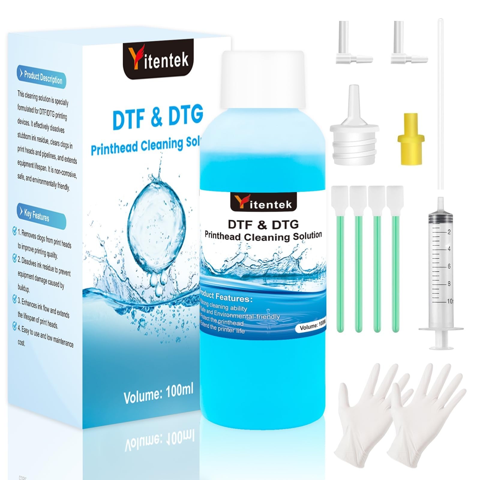 DTF DTG Printhead Cleaner 100ML Universal Print Head Cleaning Kit for Printers