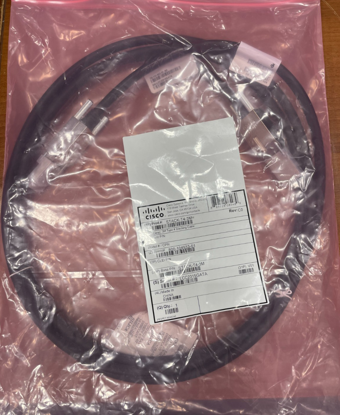 Cisco 800-104933-02 STACK-T4-3M Stacking Cable #21