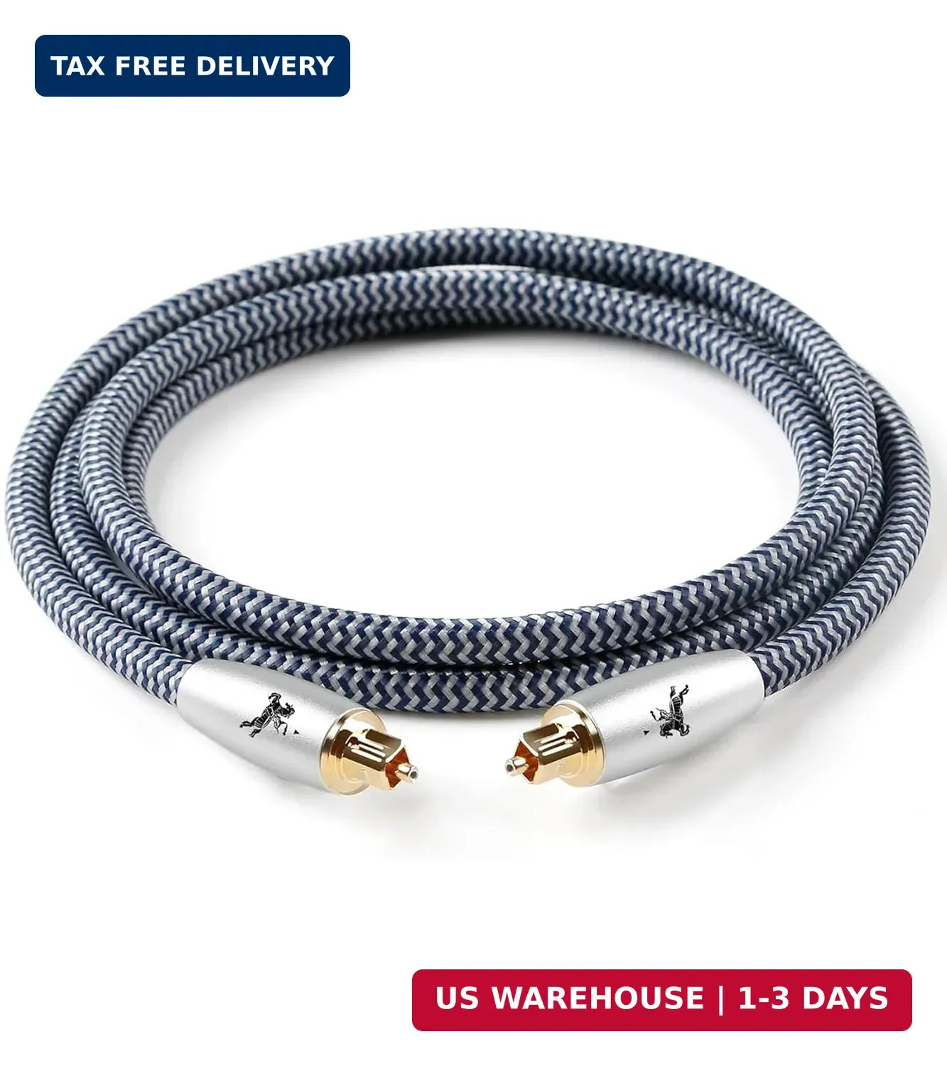 Premium Fiber Optic Audio Cable 4.9ft (1.5m) | Toslink S/PDIF | 24K Gold-Plated