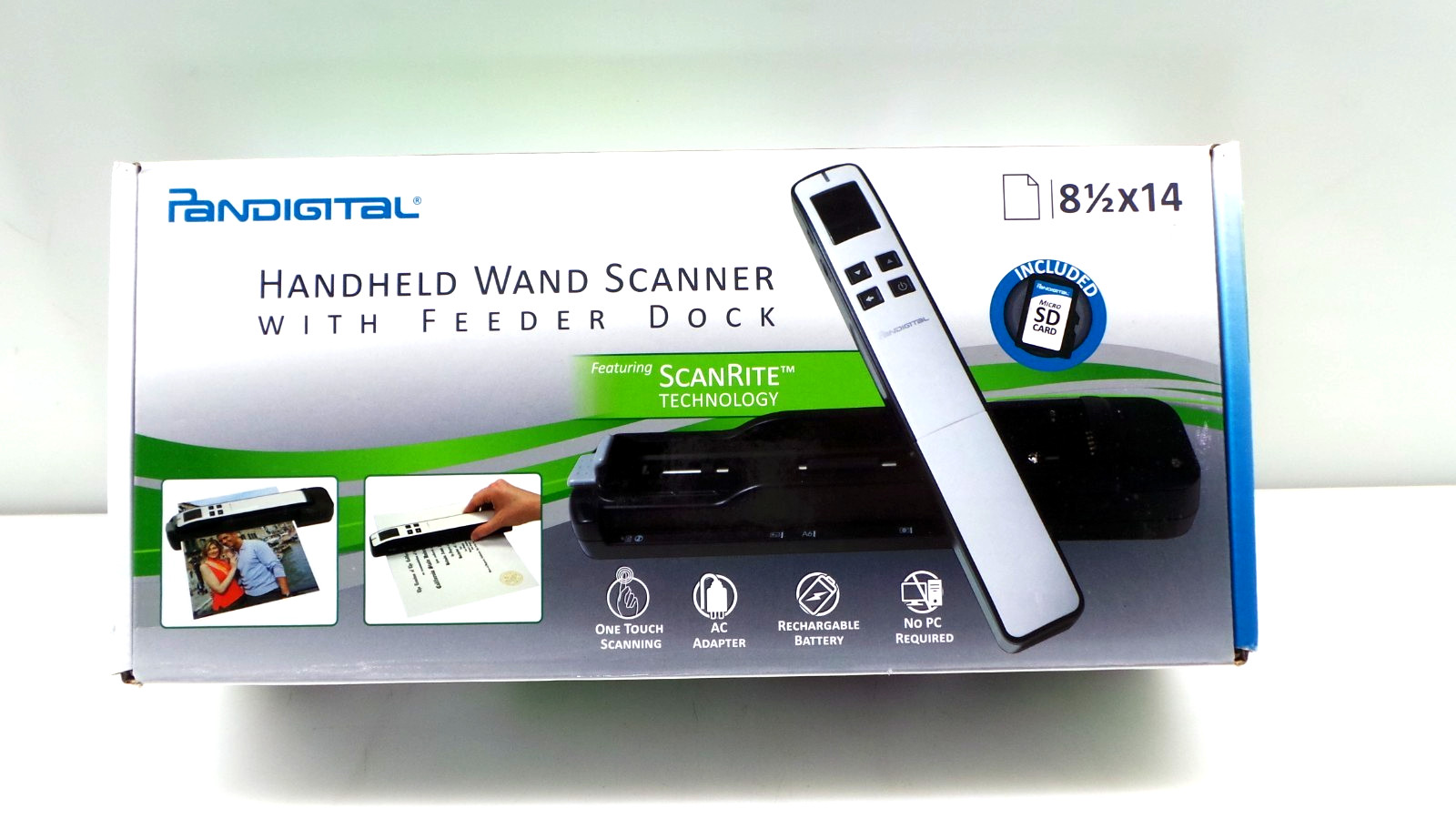 Pandigital Scanner PANSCN10PU Handheld red ScanRite with Feeder Dock 8-1/2x14