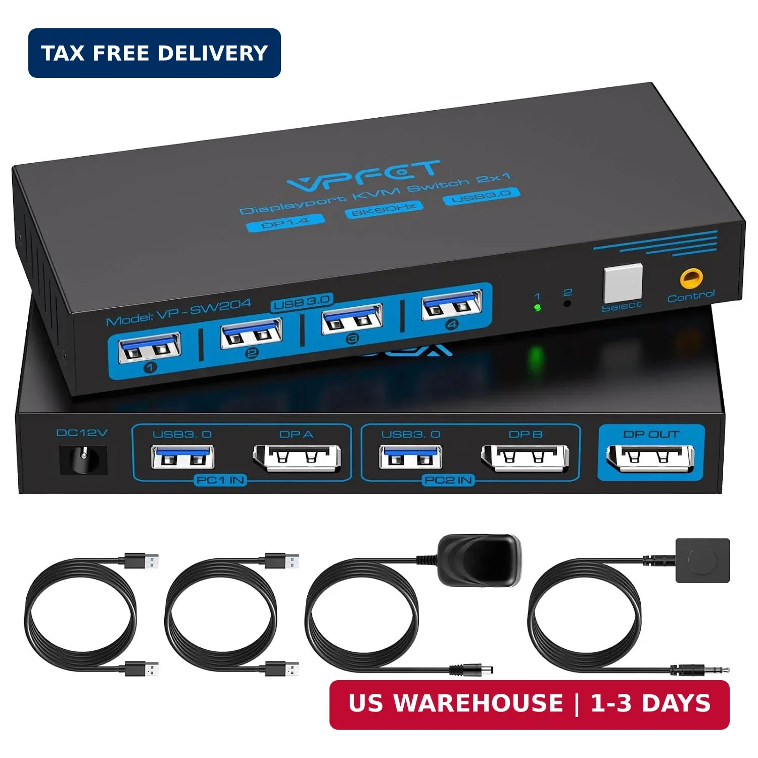 8K@60Hz KVM Switch 1 Monitors 2 Computers Displayport 4K@120Hz