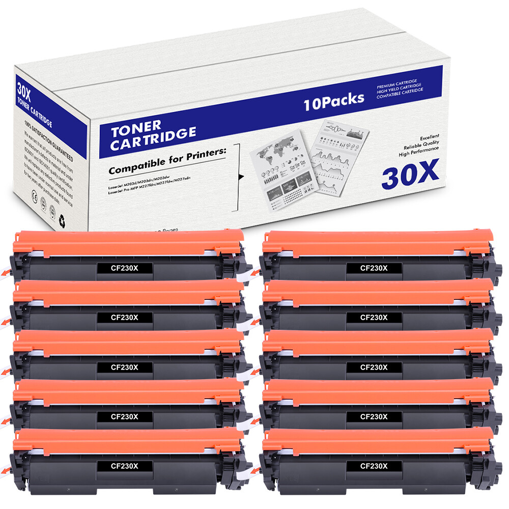10 Pack CF230X 30X Toner Compatible With HP LaserJet Pro M227fdw M227sdn M203dn