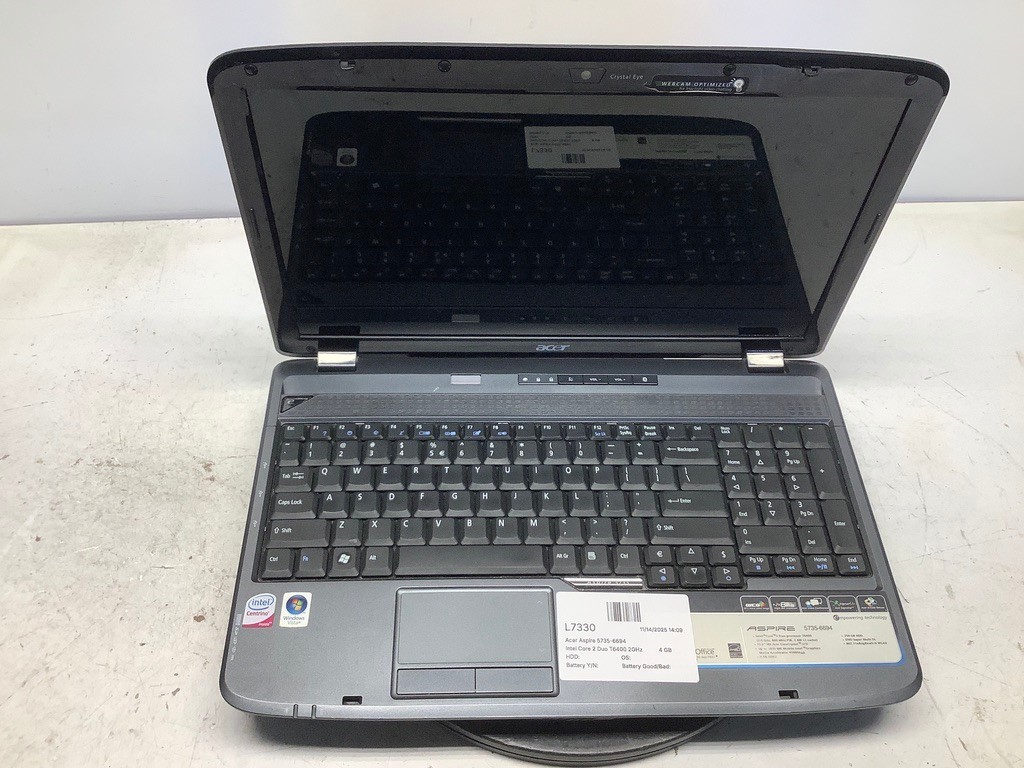 Acer Aspire 5735-6694 Intel Core 2 Duo T6400 2GHz 4 GB NO HDD