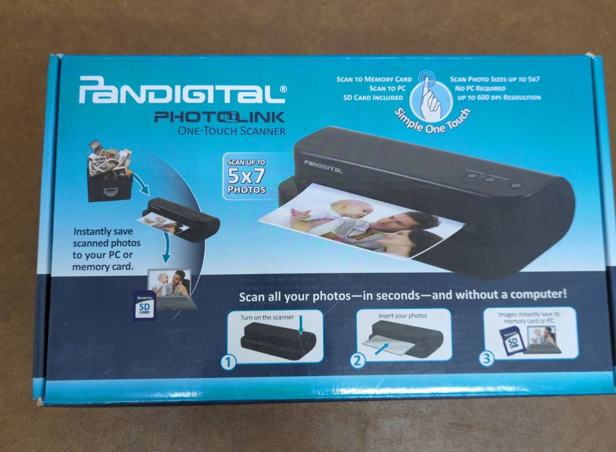 Pandigital PhotoLink One-Touch Scanner With SD Card 5x7 Photo Capacity 600 DPI R