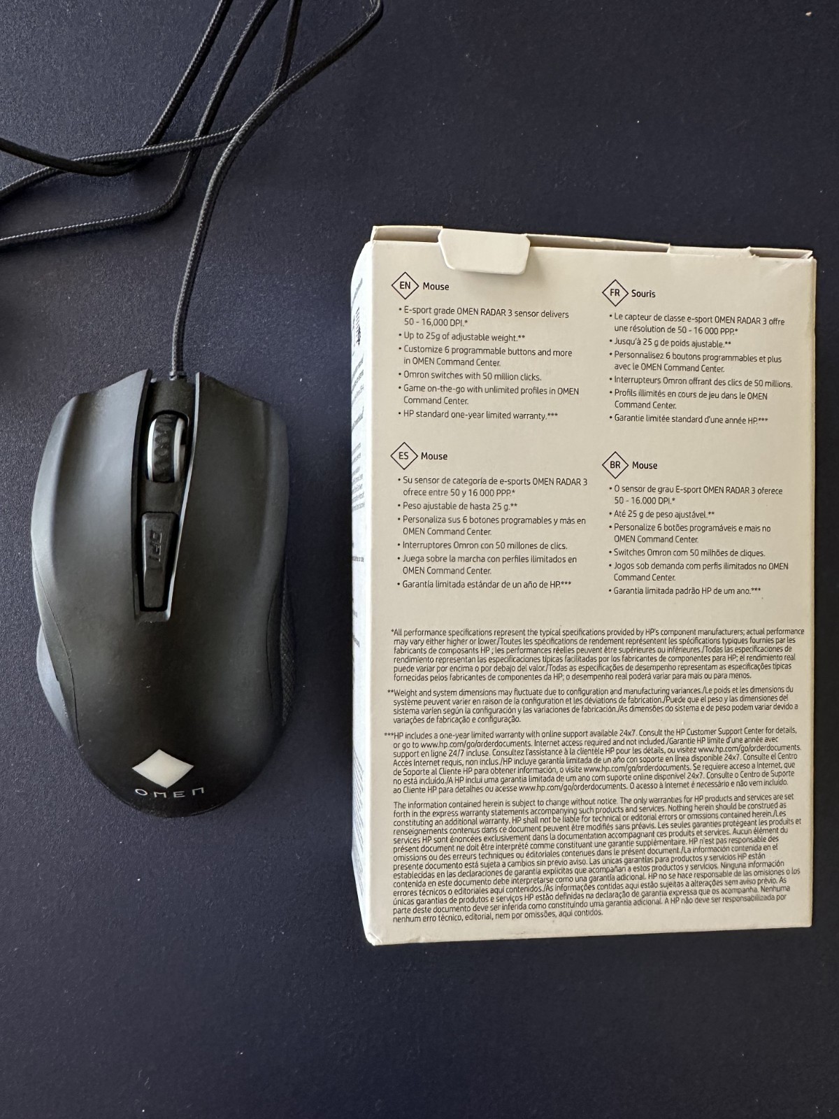HP OMEN Vector wired Gaming Mouse with Tunable Weight with RGB Lighting