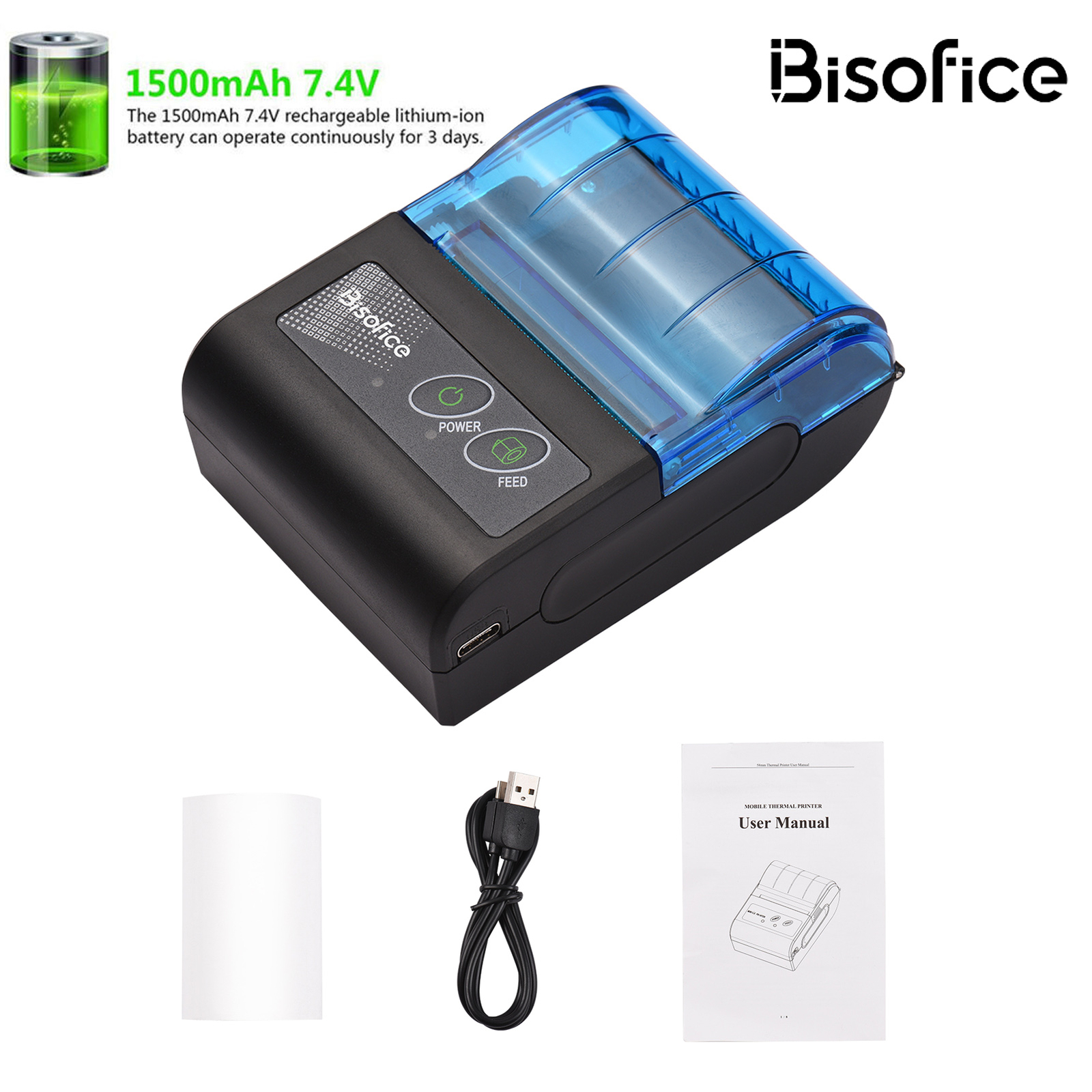 58mm Handheld Bluetooth Wireless Pocket Mobile POS Thermal Receipt Printer H0Q0