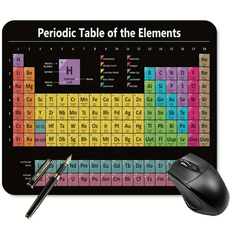 Functional Periodic Table Mouse Pad: Colorful Desk Mat for STEM Learning