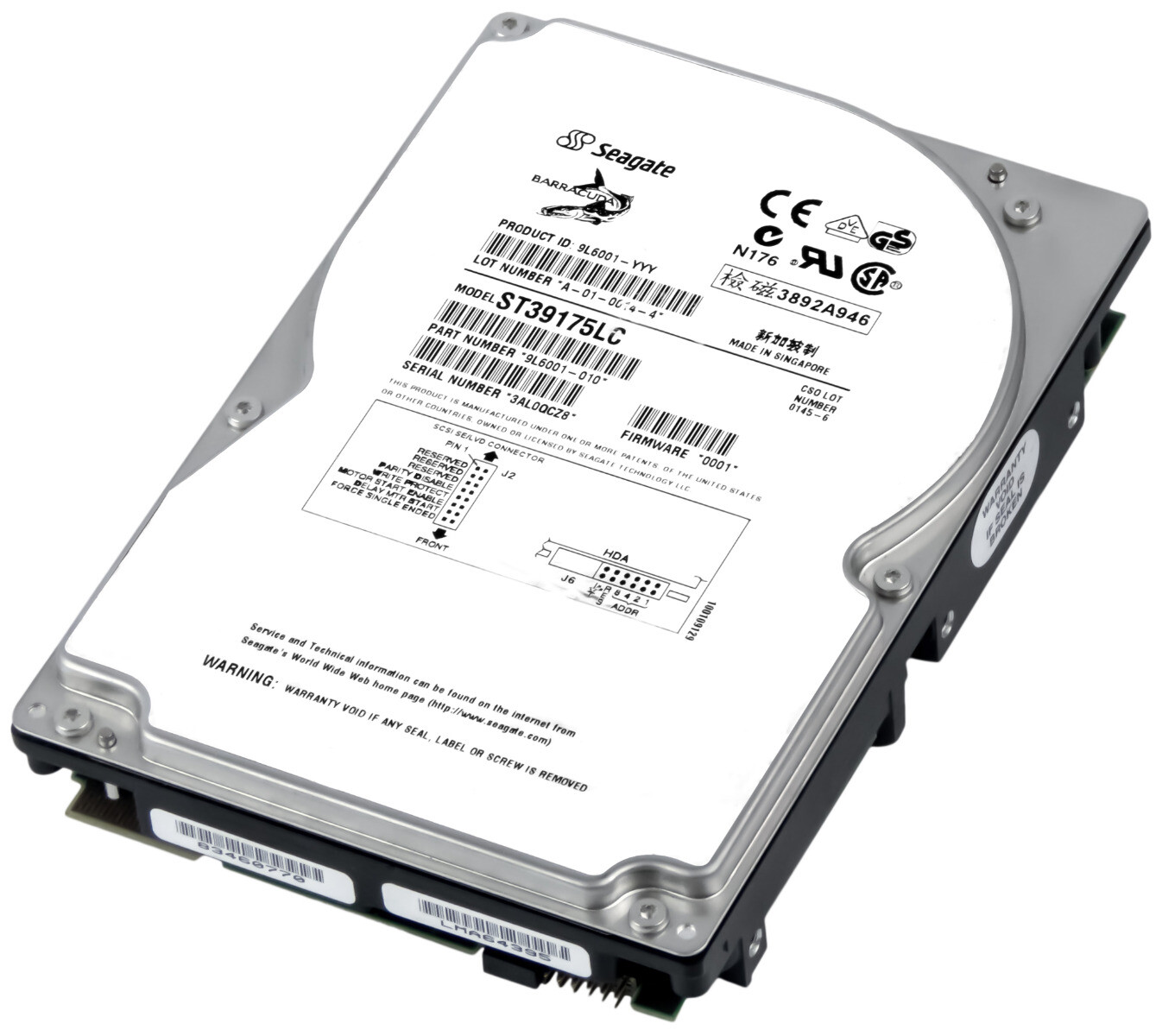 HARD DRIVE SEAGATE BARRACUDA 18LP 9.1GB 7.2K SCSI U160 3.5'' ST39175LC
