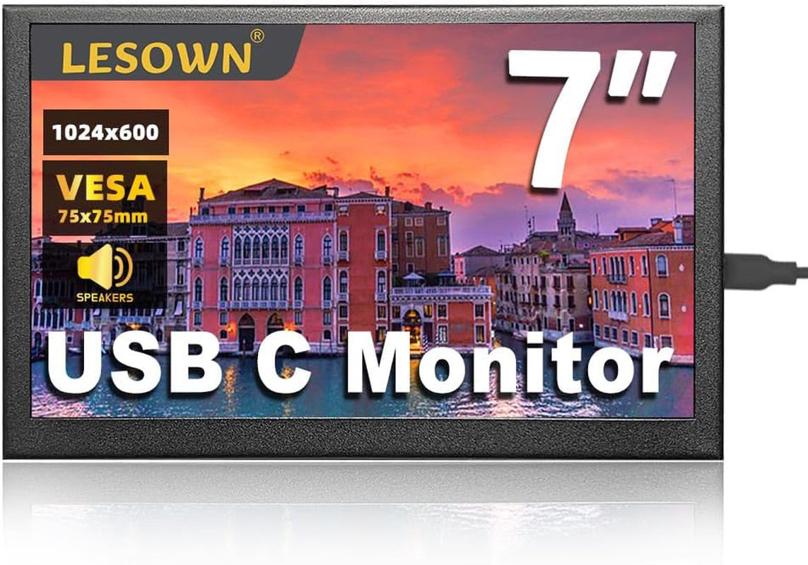 7 Inch Mini Small Monitor HD IPS 1024X600 LCD Screen 7Inch USB C Portable Monito
