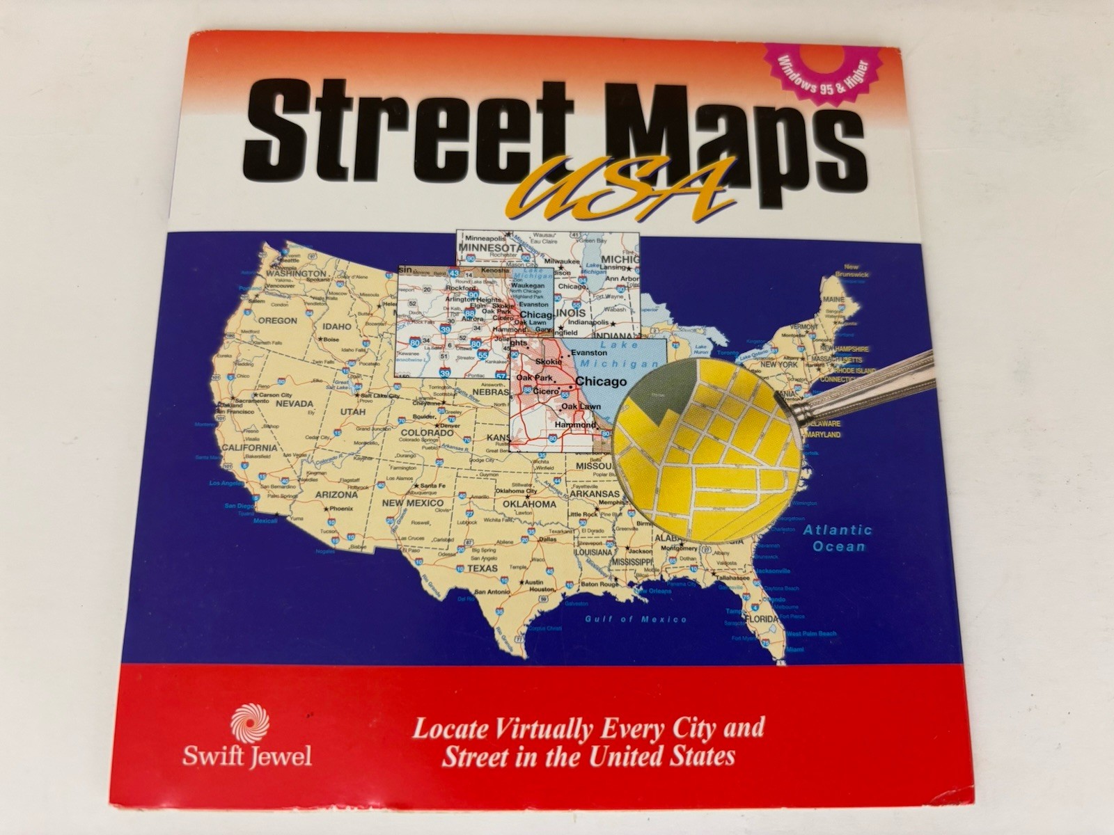 1999 Cosmi Swift Jewel Street Mapping Data GPS Software Travel USA PC 95 CDRom