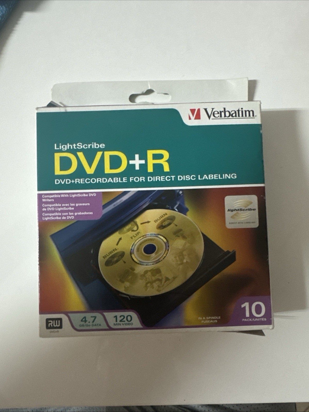 Verbatim LightScribe DVD+R Disc Labeling 4.7GB 10 pack 120mins - New Sealed - FS