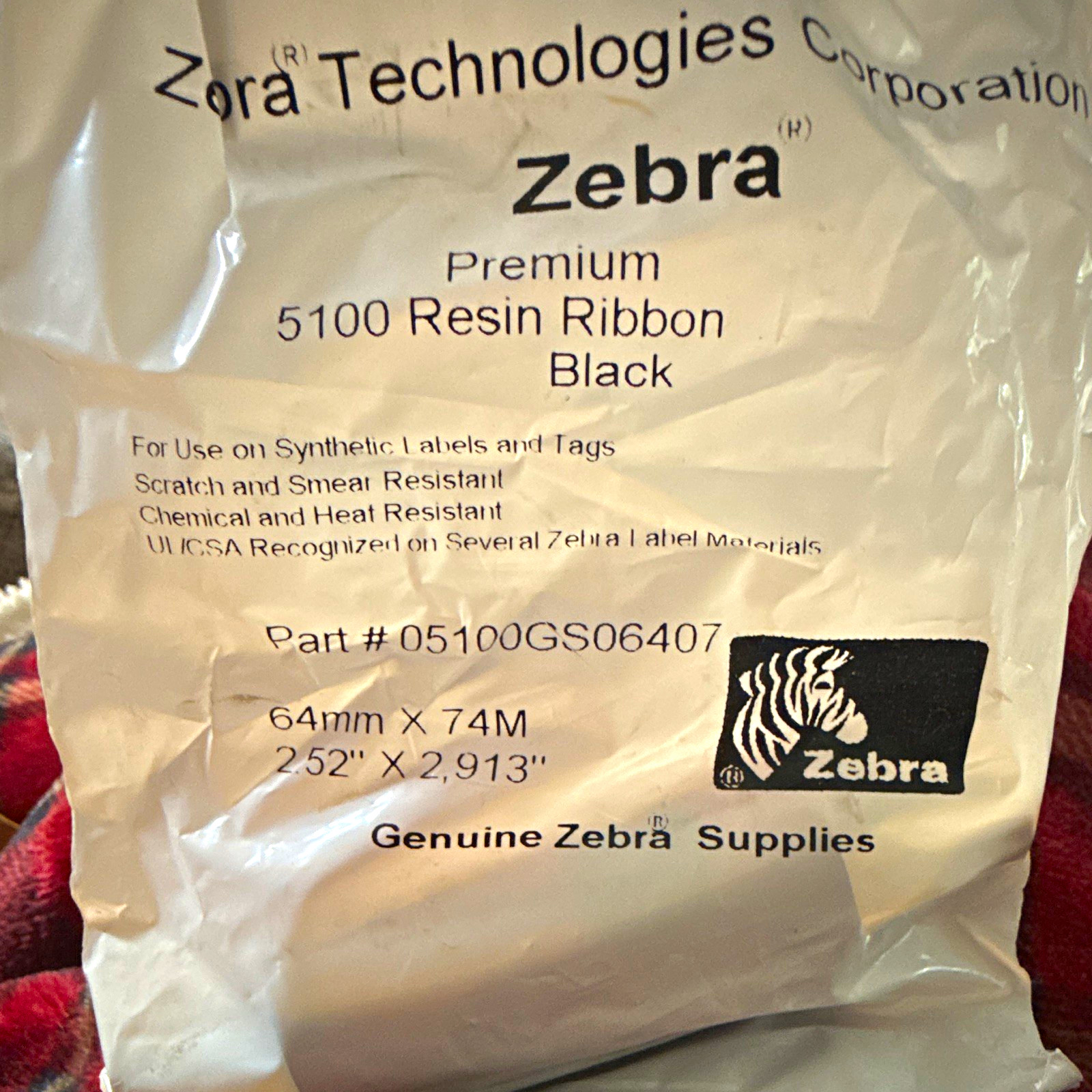Zebra 5100 Resin Ribbon Black 64mm x 74M For Zebra MPN 05100GS06407- 11 of them