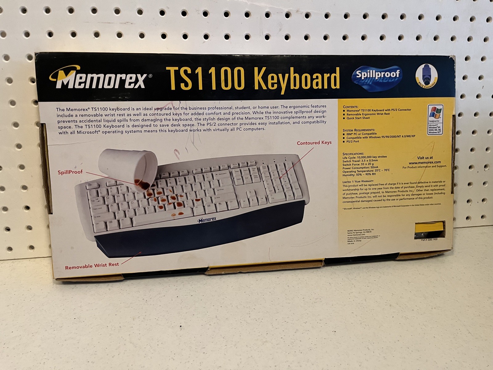 MEMOREX Spill Proof Keyboard TS1100 USB PS/2 Vintage 2002 NEW IN BOX