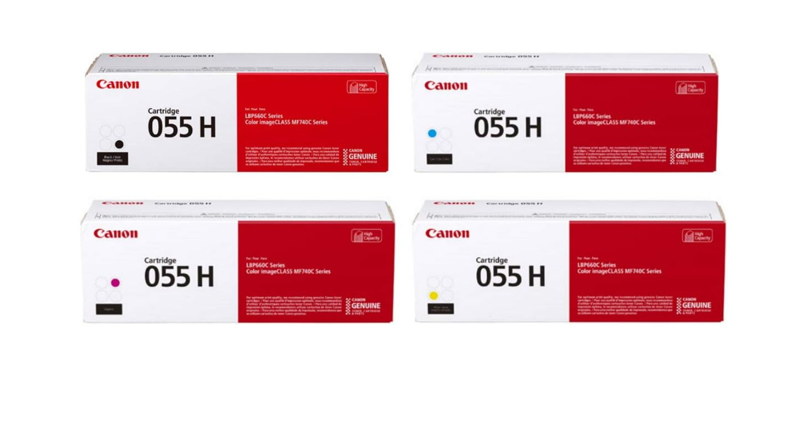 Canon 055H CRG055H Toner Cartridge Set 4 Pack High Yield - Sealed Box-NEW