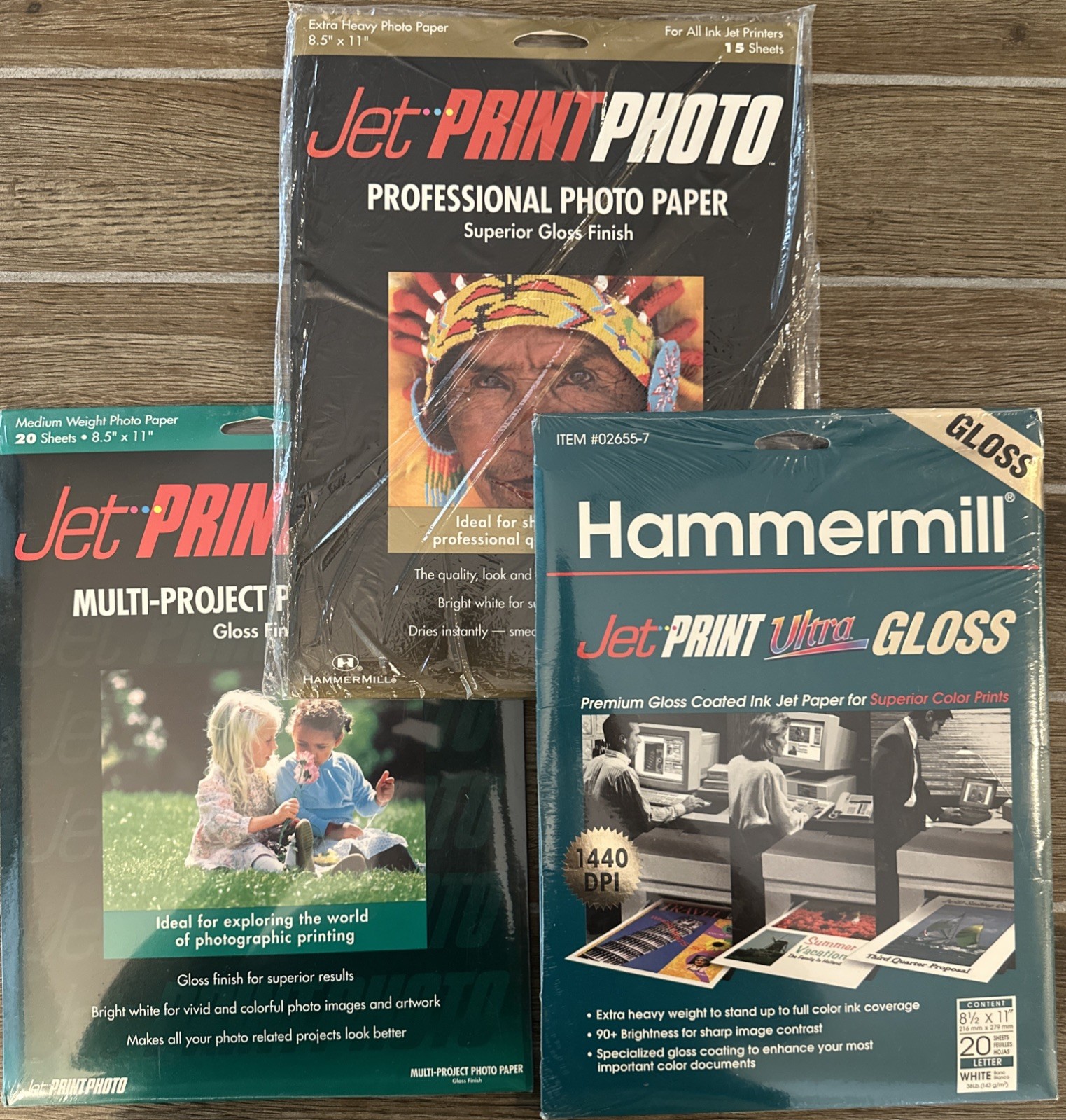 Jet PRINT PHOTO extra heavy Photo Paper 15 Sheets + Gloss Finish 40 Shts SEALED