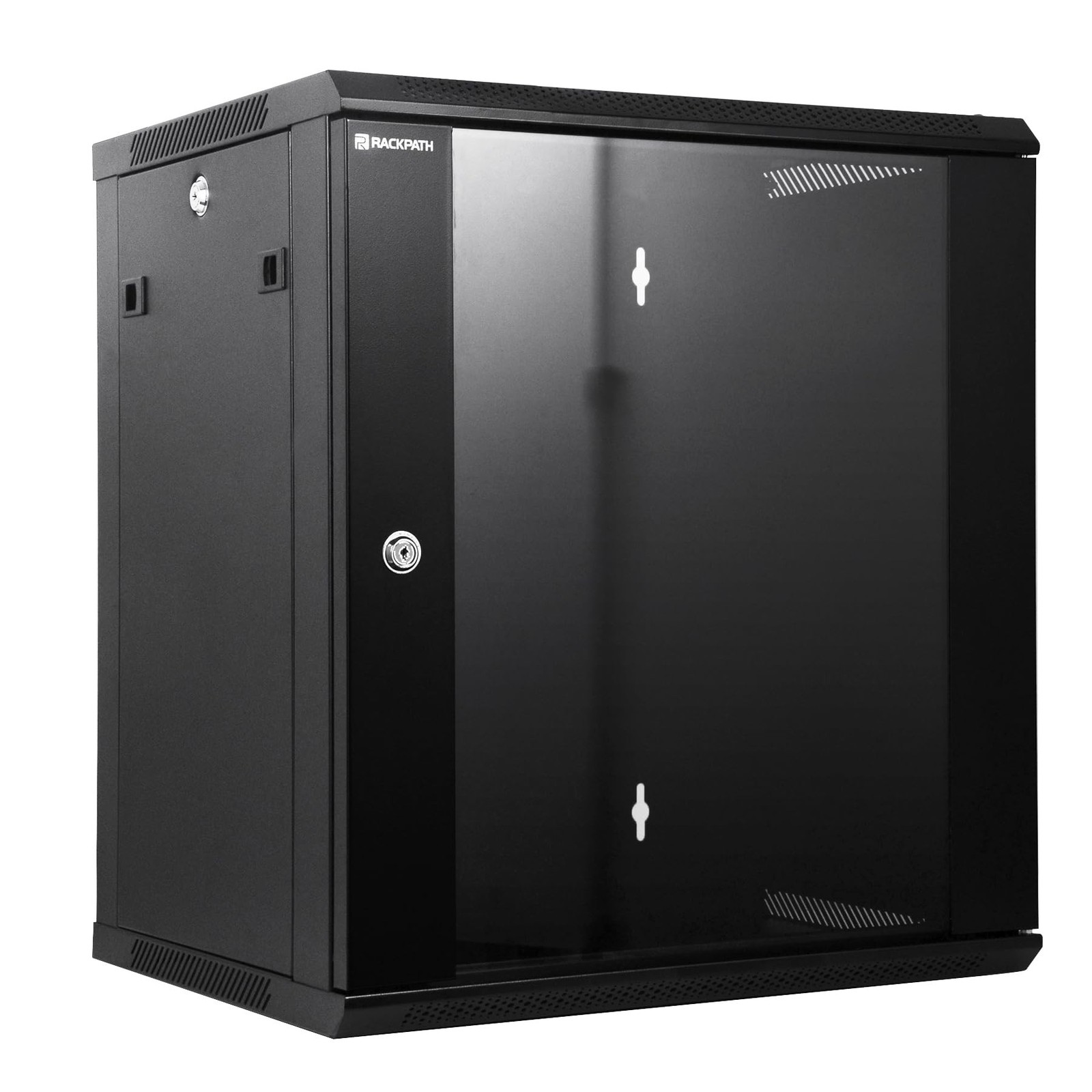 RackPath 12U Wall Mount Network Rack Cabinet – Quiet Cooling Fan, Locking