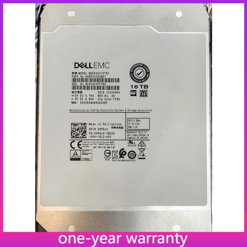 Dell PowerEdge 16TB 3.5 Inch 6G SATA Hard Drive HPGJ4 MG08ACA16TEY HDEPX40DAB51