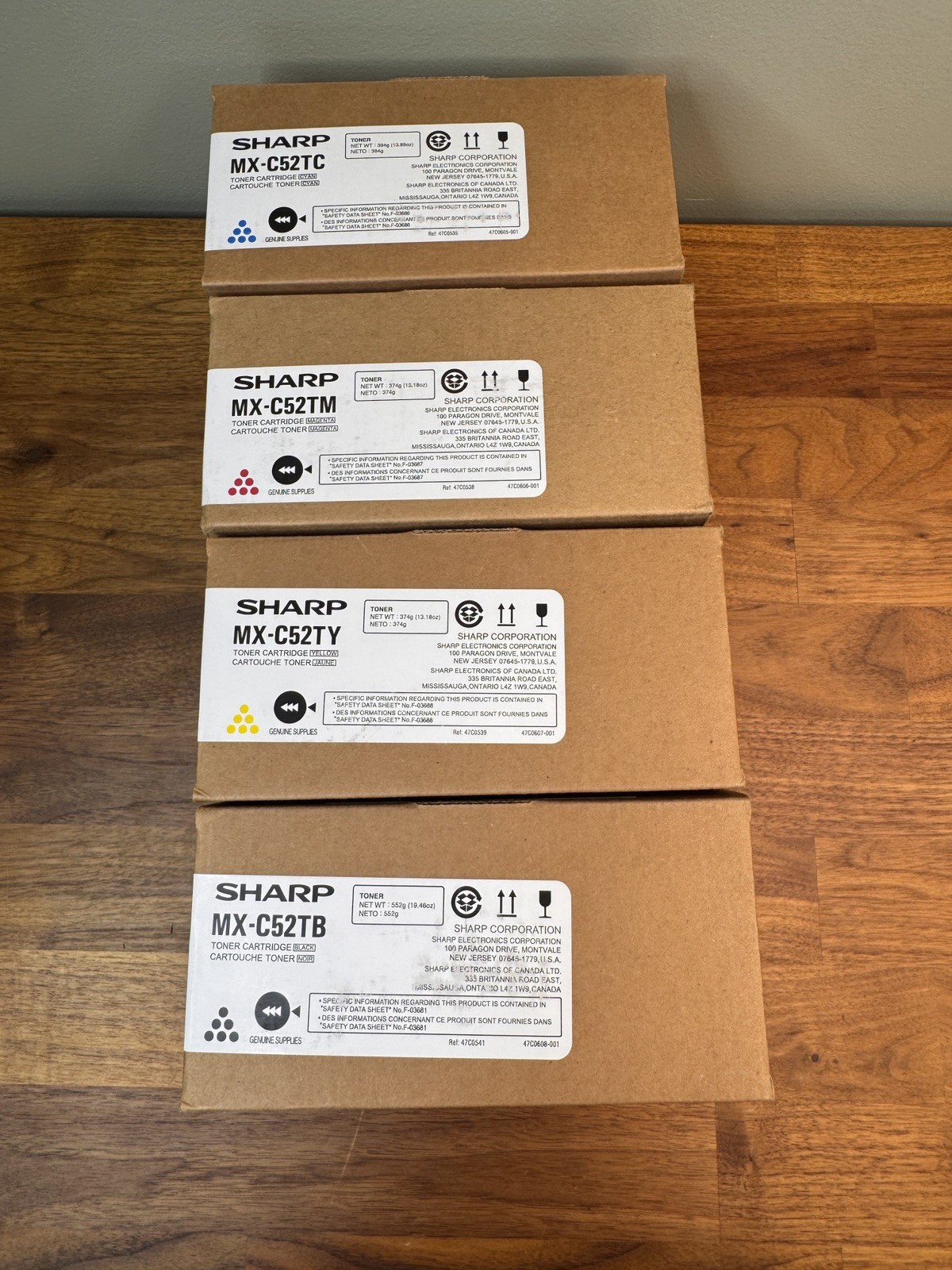 Lot of 4 GENUINE SHARP MX-C50TB/MX-C50TC/MX-C50TY/MX-C50TM TONER Open Bag