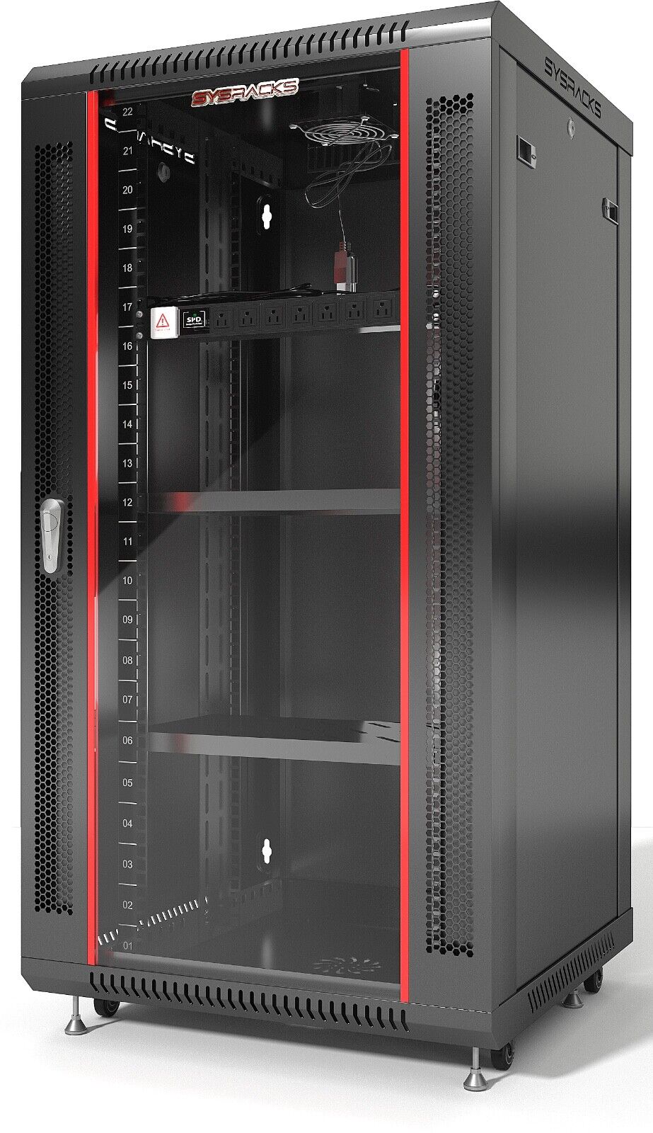 Server Rack 22U Enclosed 24-Inch Deep Cabinet Locking Networking Data Enclosure