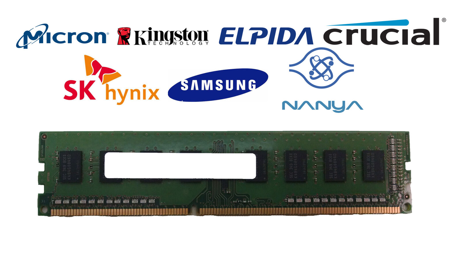 Lot of 5 Major Brand 4 GB PC3-12800 (DDR3-1600) 1Rx8 DDR3 Desktop Memory